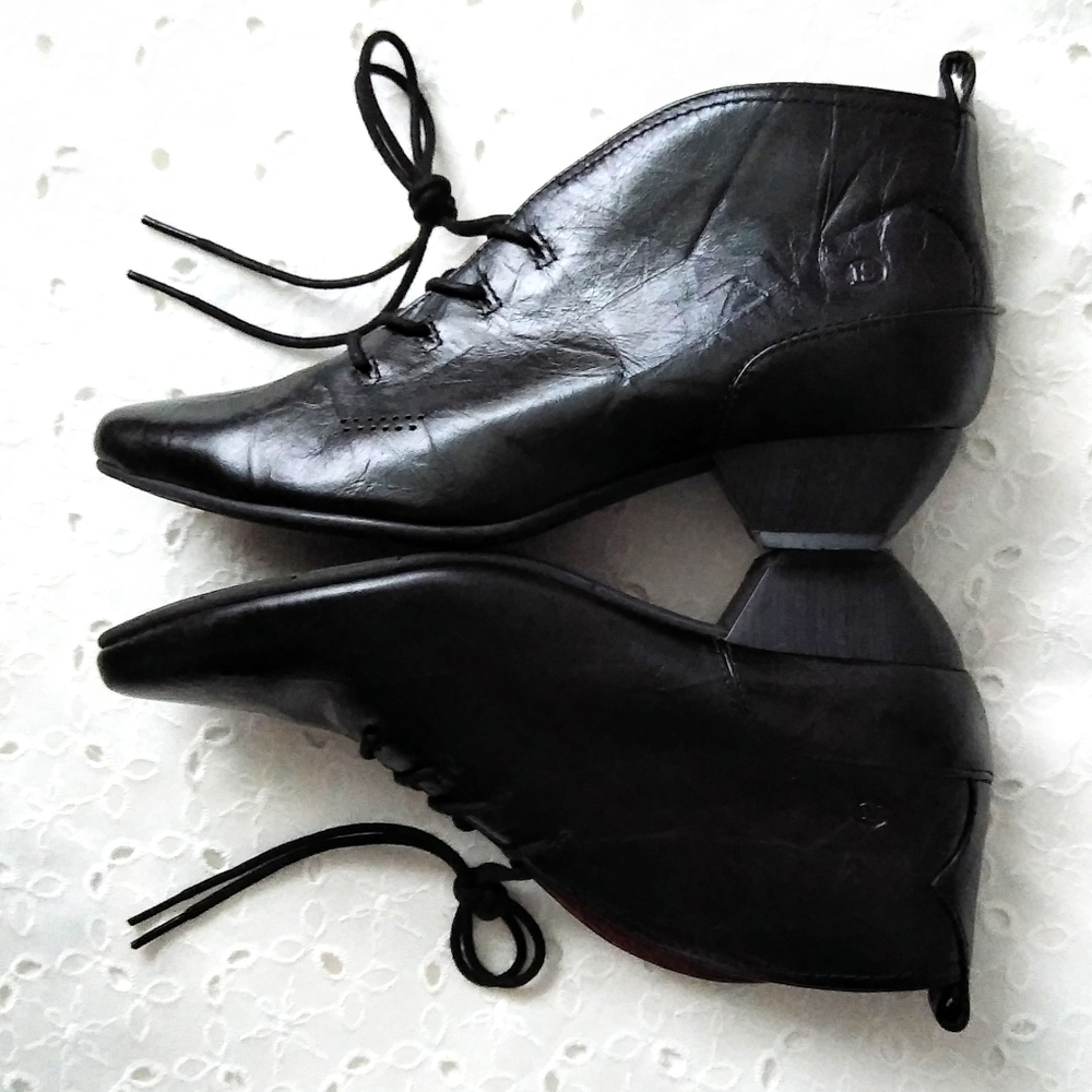 Josef Seibel Ankle Shoes Lace Up Black Shoes Germany Size 8 - 8½ EU 39